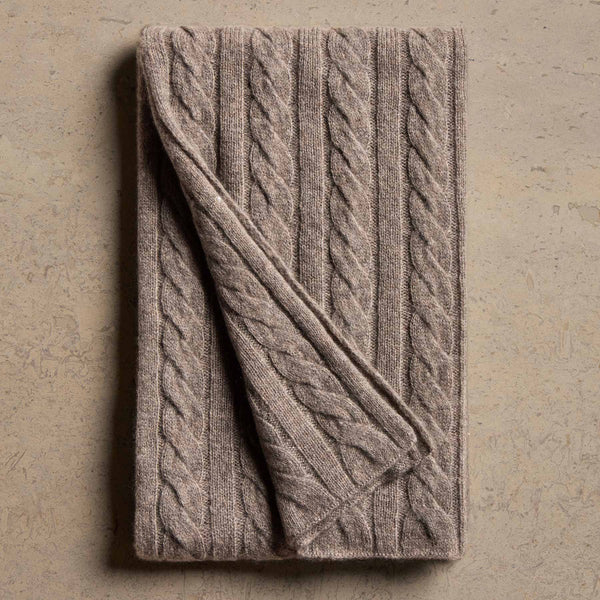 Lightweight Cashmere Cableknit Scarf in Beige Melange | James Perse Los Angeles