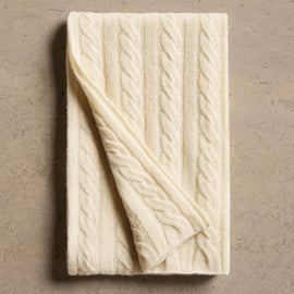 Lightweight Cashmere Cableknit Beanie & Scarf Gift Set In Ivory | James Perse Los Angeles