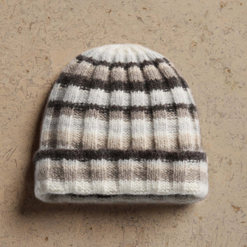 Striped Cashmere Beanie in Brown Stripe | James Perse Los Angeles