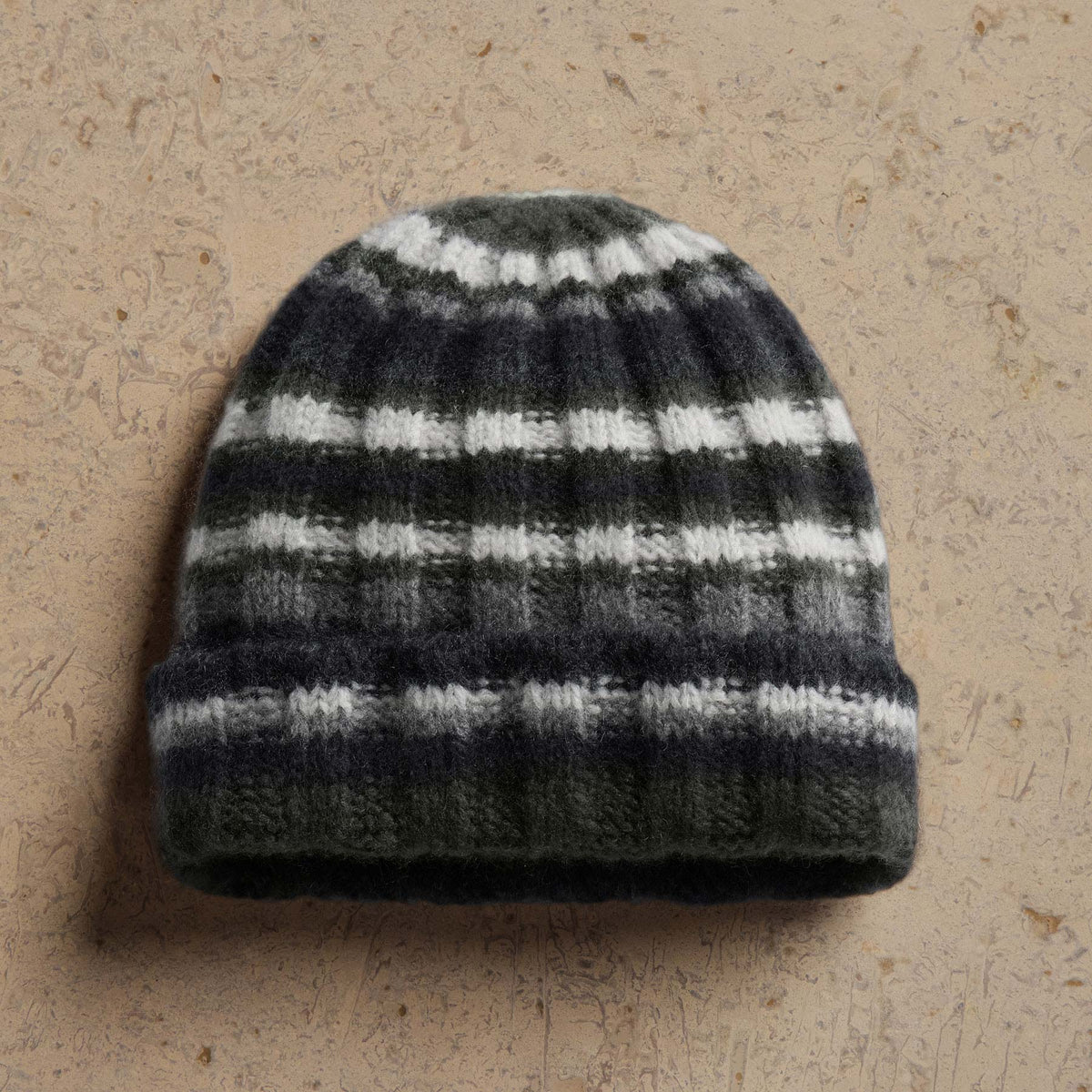 Striped Cashmere Beanie in Black Stripe | James Perse Los Angeles
