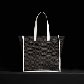 Raffia Tote in Black Sea | James Perse Los Angeles