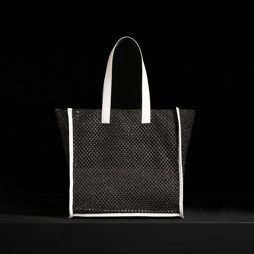 Raffia Tote in Black Sea | James Perse Los Angeles