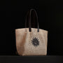 Lotus Raffia Tote in Black Sea | James Perse Los Angeles