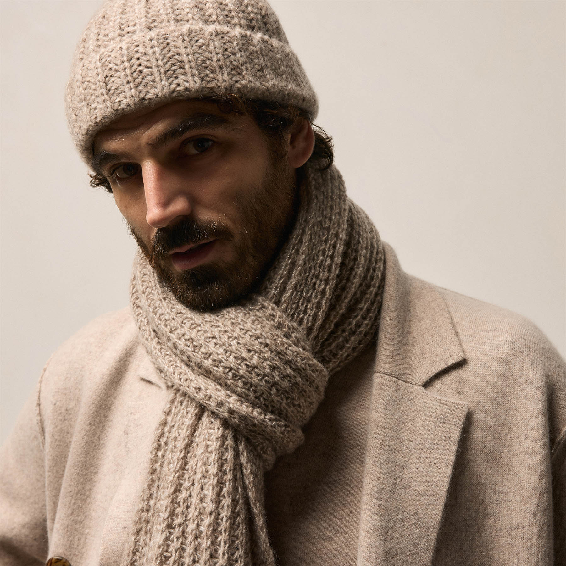 Lightweight Cashmere Cableknit Scarf - Ivory | James Perse Los Angeles