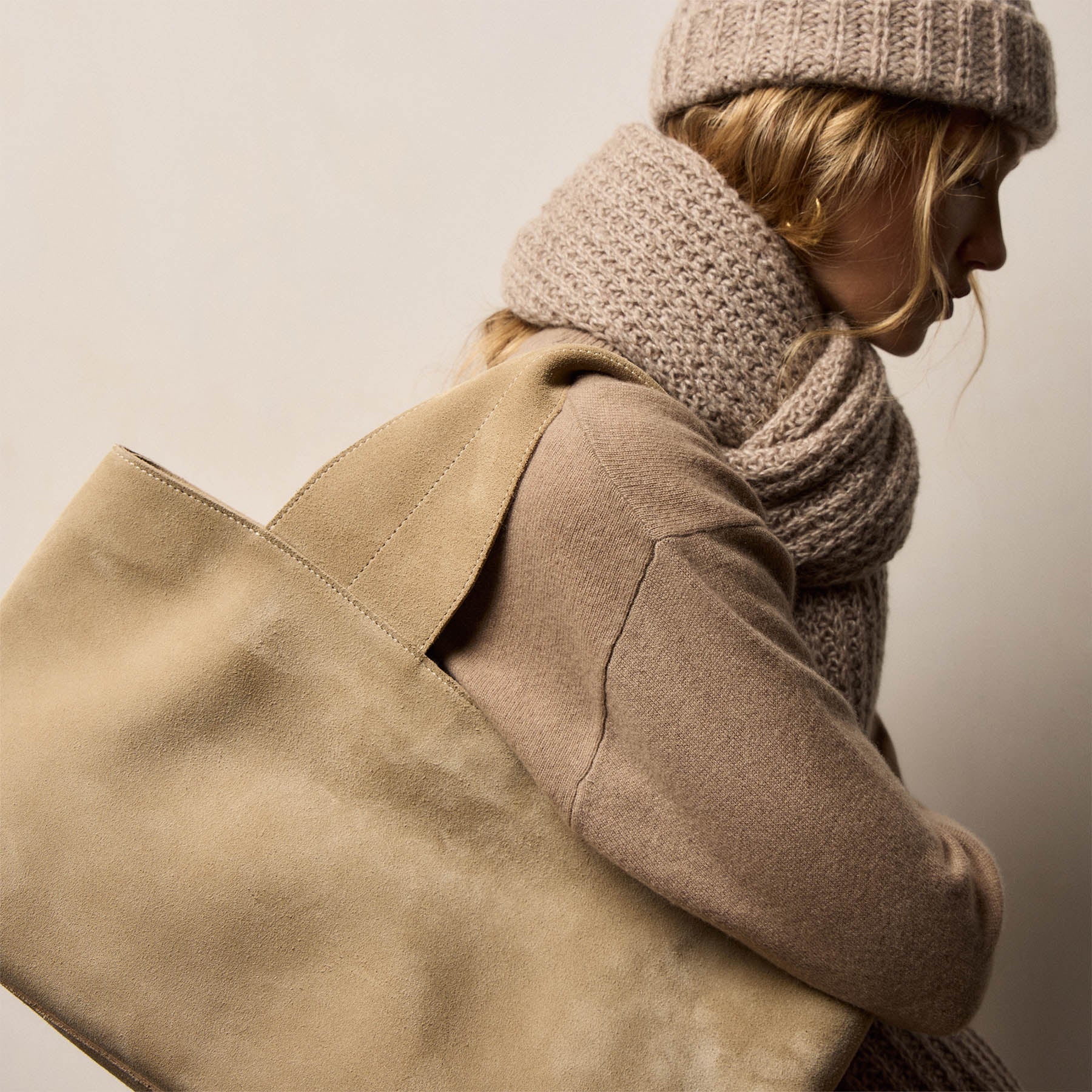 Cashmere Silk Marl Beanie - Grout Mix | James Perse Los Angeles