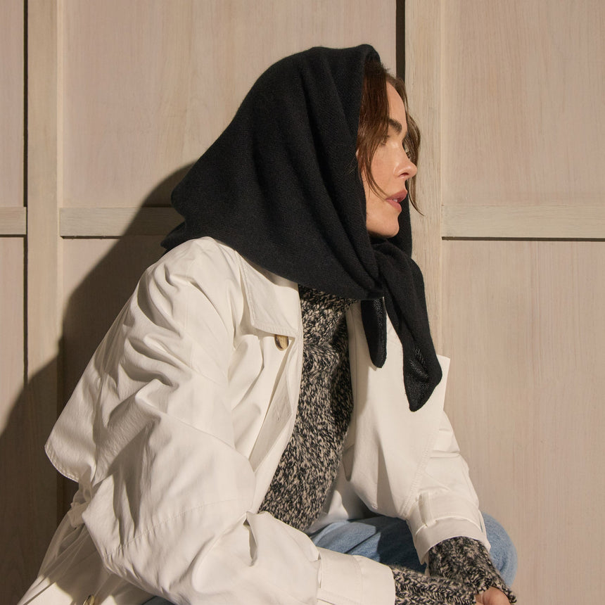 Open Knit Cashmere Scarf in Black | James Perse Los Angeles