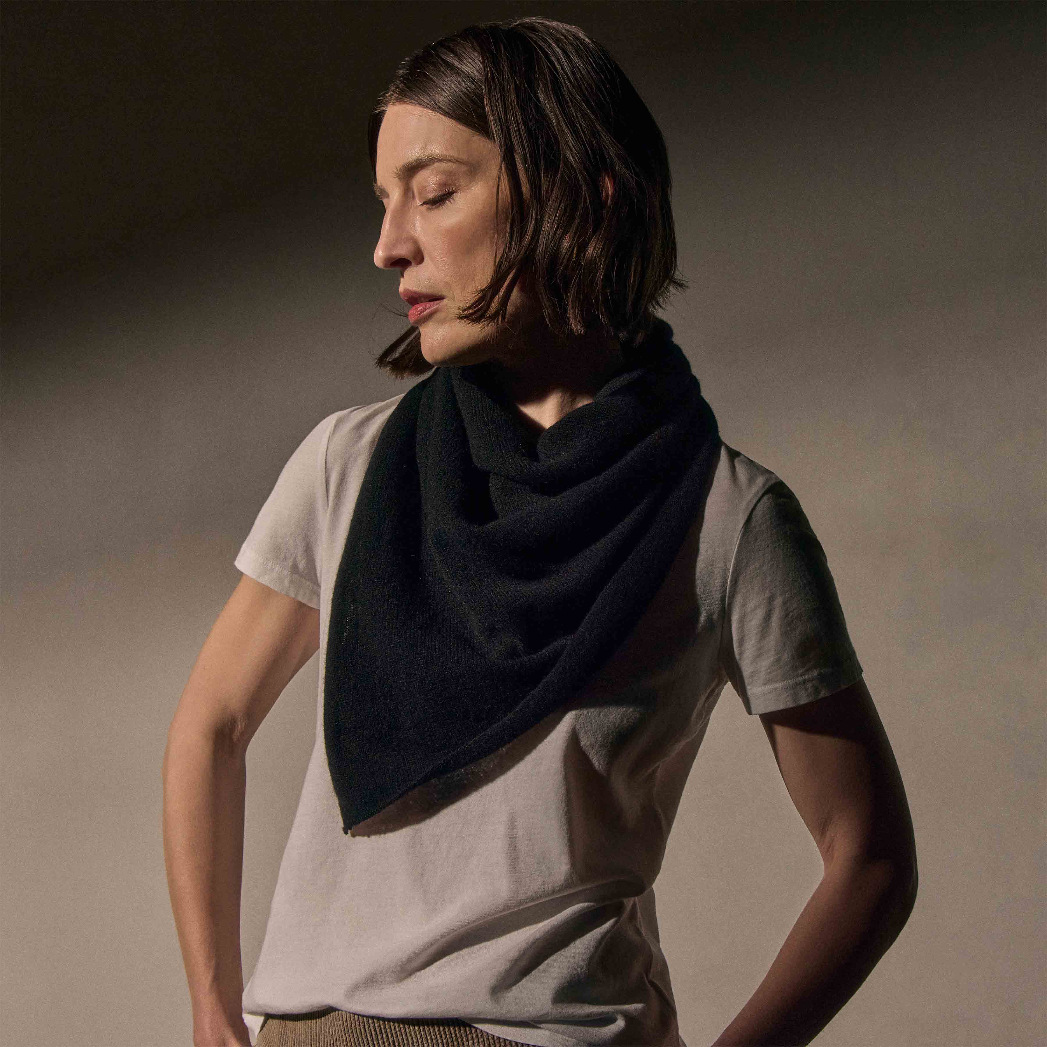 Open Knit Cashmere Scarf - Black | James Perse Los Angeles