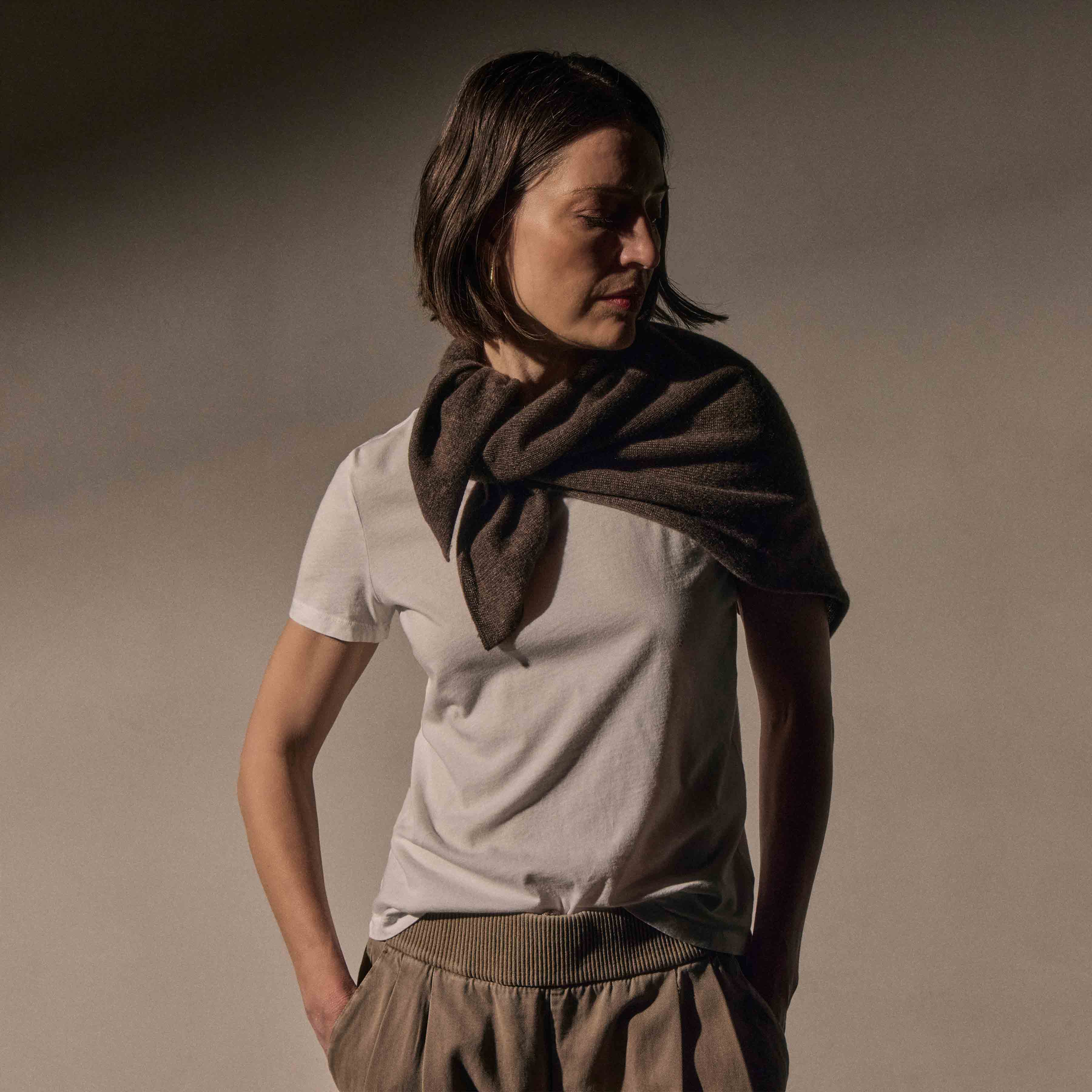 Open Knit Cashmere Scarf - Brownstone | James Perse Open Knit Cashmere Scarf - Brownstone | James Perse
