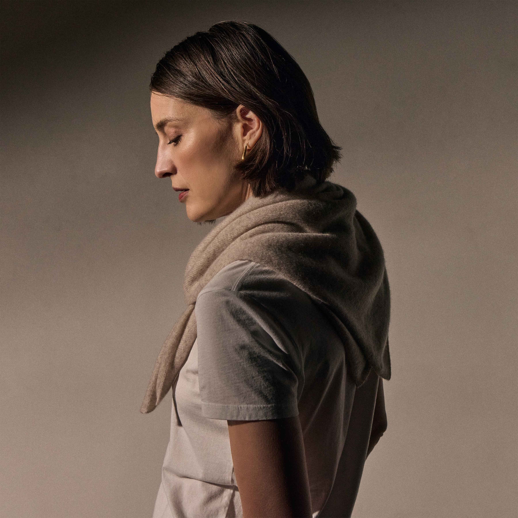 Open Knit Cashmere Scarf in Light Beige | James Perse Los Angeles / Womens