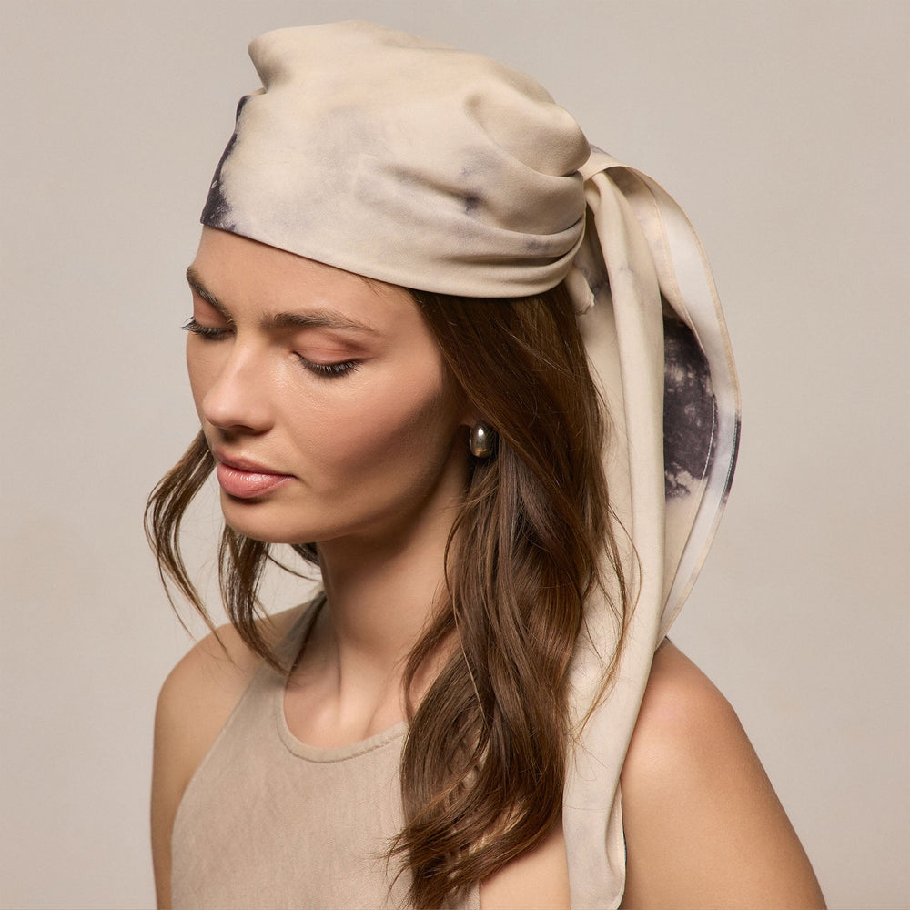 Printed Washed Silk Scarf in Pink Tie Dye | James Perse Los Angeles