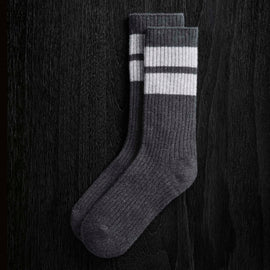 Long Stripe Cashmere Sock in Coal/Heather Grey | James Perse Los Angeles