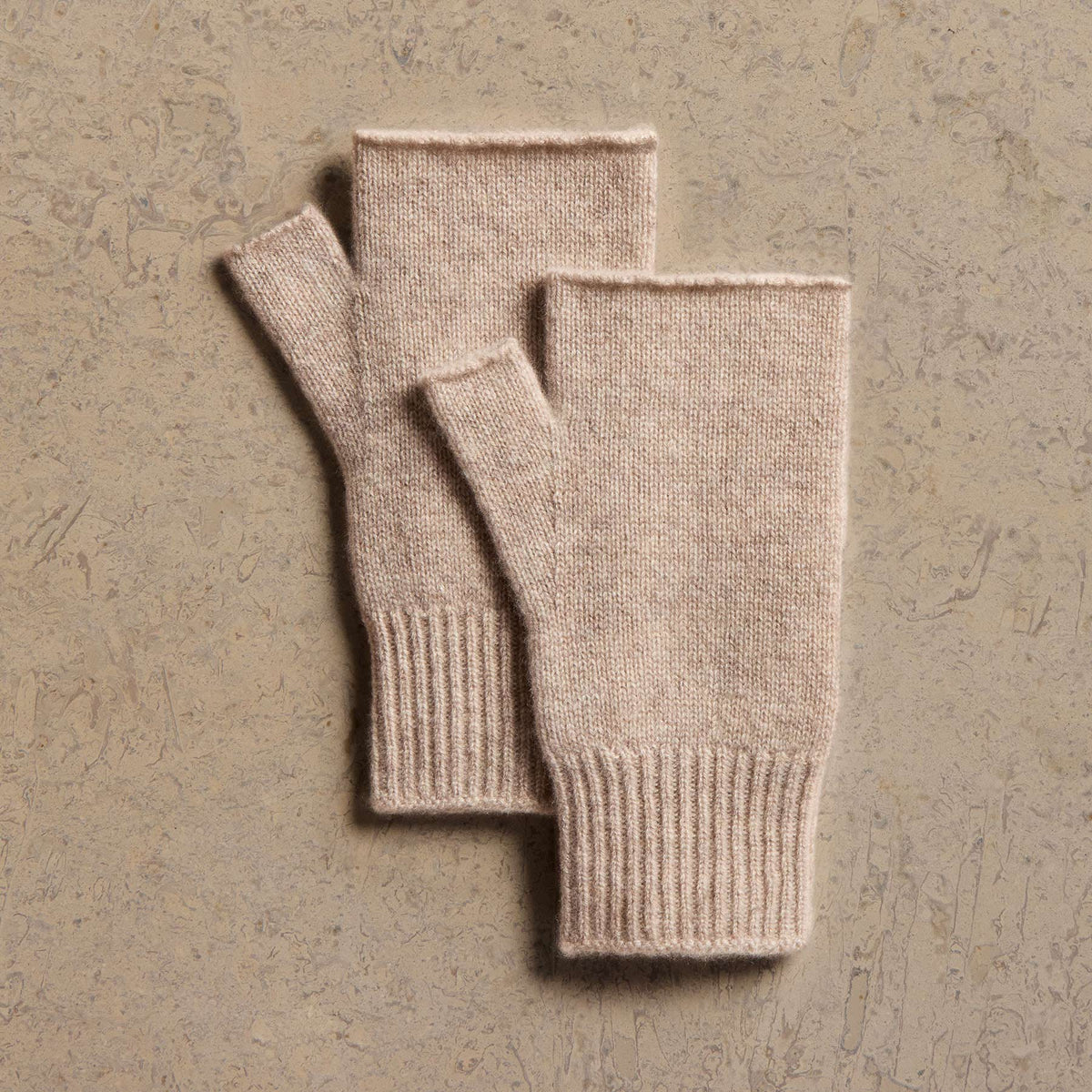 Recycled Cashmere Fingerless Gloves in Stone | James Perse Los Angeles
