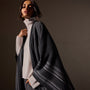 Recycled Cashmere Striped Poncho in Coal | James Perse Los Angeles / Womens