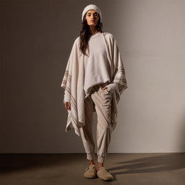 Recycled Cashmere Striped Poncho in Pearl | James Perse Los Angeles / Womens