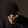 Recycled Cashmere Ribbed Beanie in Black | James Perse Los Angeles / Mens