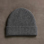 Recycled Cashmere Ribbed Beanie in Grey Felt | James Perse Los Angeles