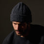Recycled Cashmere 8 Ply Marled Beanie in Charcoal Marl | James Perse Los Angeles