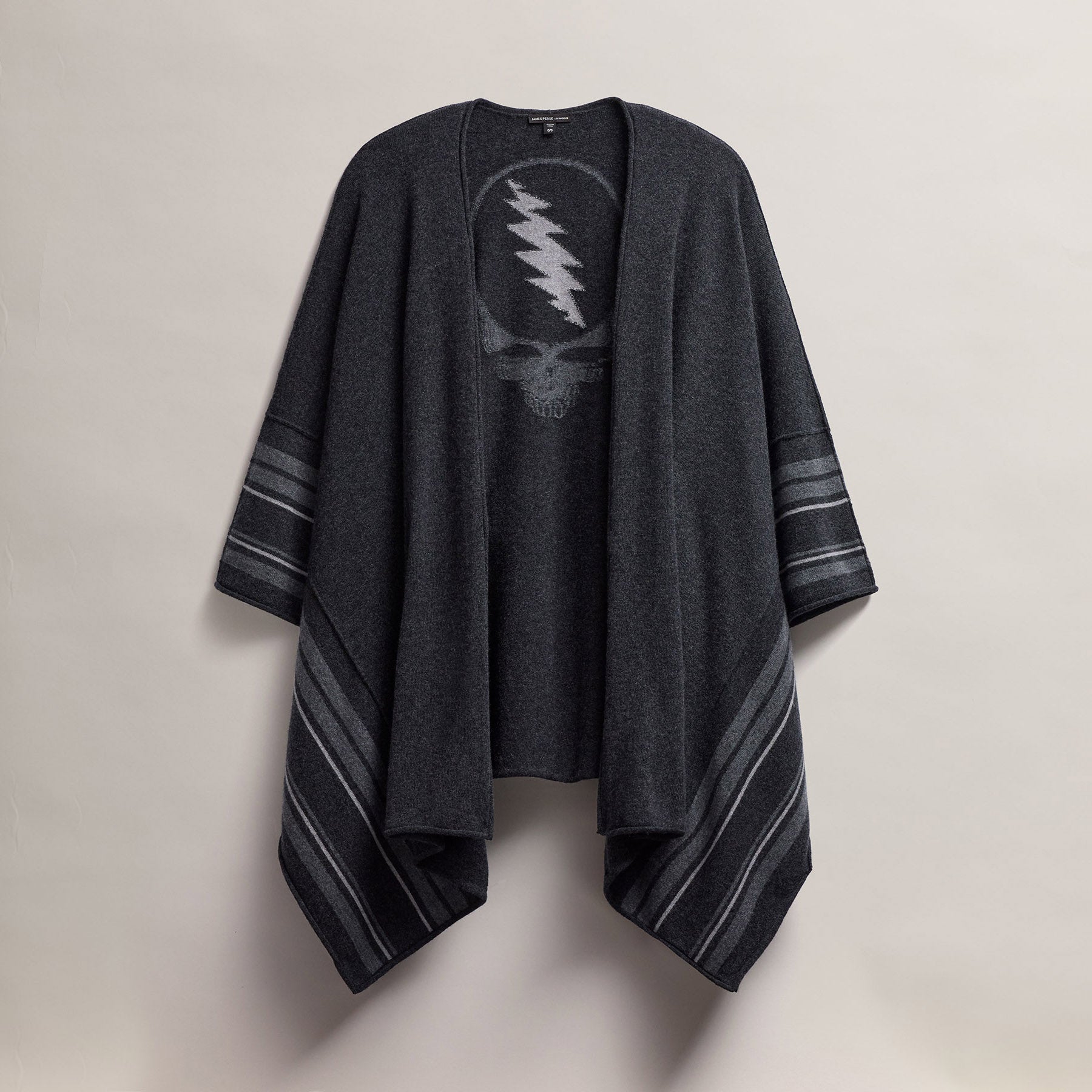 Cashmere Grateful Dead Poncho in Coal/Flannel/Heather Grey | James Perse Los Angeles