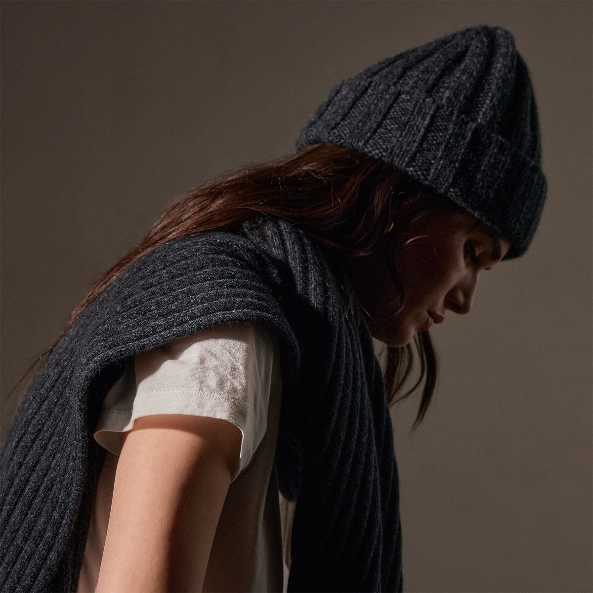 Recycled Cashmere Marled Scarves in Charcoal Marl | James Perse Los Angeles / Womens