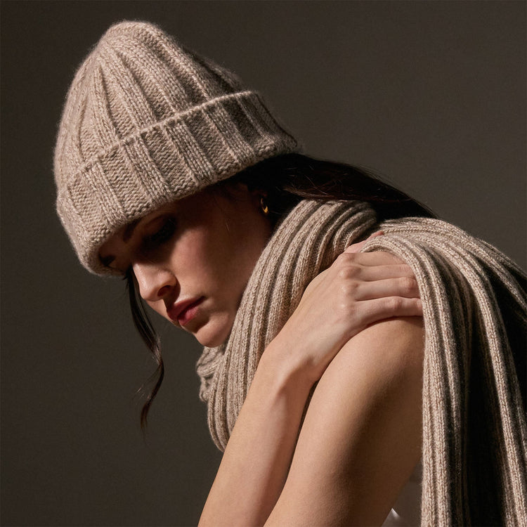 Recycled Cashmere Marled Scarves in Stone Marl | James Perse Los Angeles / Womens