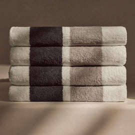 Double Stripe Beach Towel in Optic White/Grey/Carbon | James Perse Los Angeles