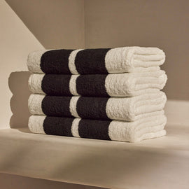 Double Stripe Beach Towel in White/Black | James Perse Los Angeles