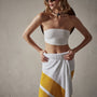 Double Stripe Beach Towel in White/Crocus Yellow | James Perse Los Angeles