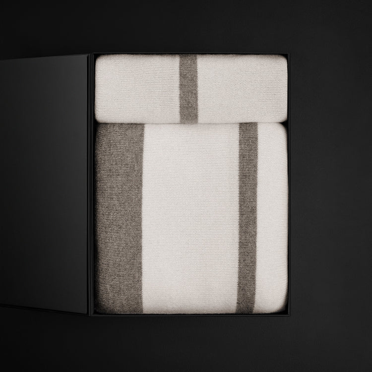 Striped Cashmere Home Gift Set in Taupe Melange/White | James Perse Los Angeles