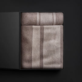 Baja Stripe Knit Blanket & Sham Gift Set In Taupe Melange/Ivory | James Perse Los Angeles