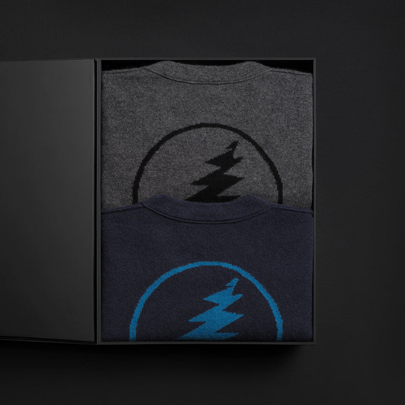 Women's Grateful Dead Cashmere Crew Set in Prussian/Flannel | James Perse Los Angeles