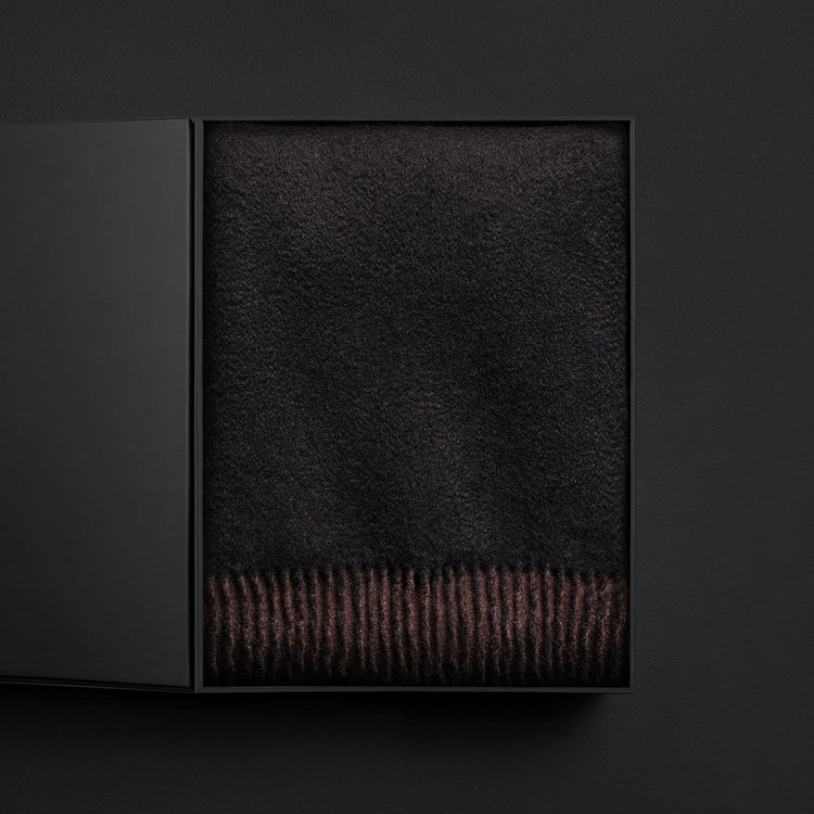 Double Sdd Wvn Cashmere Blanket With Bx in Black/Kona | James Perse Los Angeles