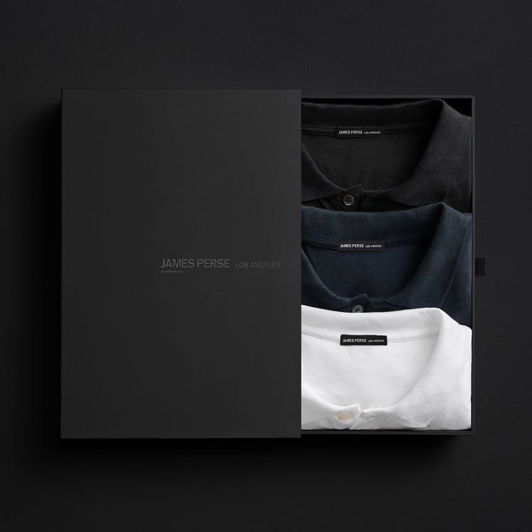 Men's Luxe Lotus Jersey Polo Gift Set in Black/White/French Navy | James Perse Los Angeles