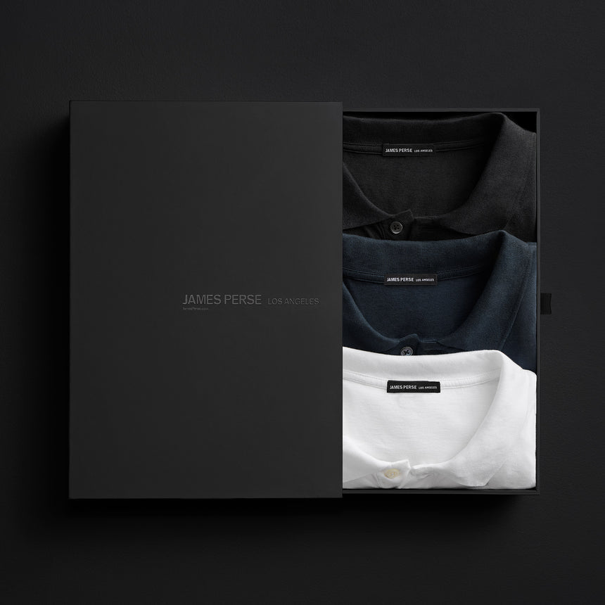 Men's Luxe Lotus Jersey Polo Gift Set in Black/White/French Navy | James Perse Los Angeles