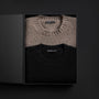 Women's Lightweight Textured Cashmere Crew Gift Set In True Black/Beige Melange | James Perse Los Angeles