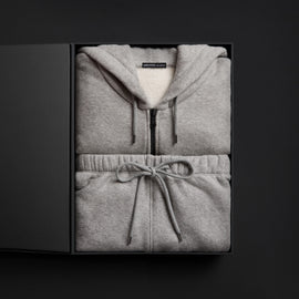 Women's Cozy Fleece Zip Hoodie & Cozy Wide Leg Sweat Pant Gift Set In Heather Grey | James Perse Los Angeles