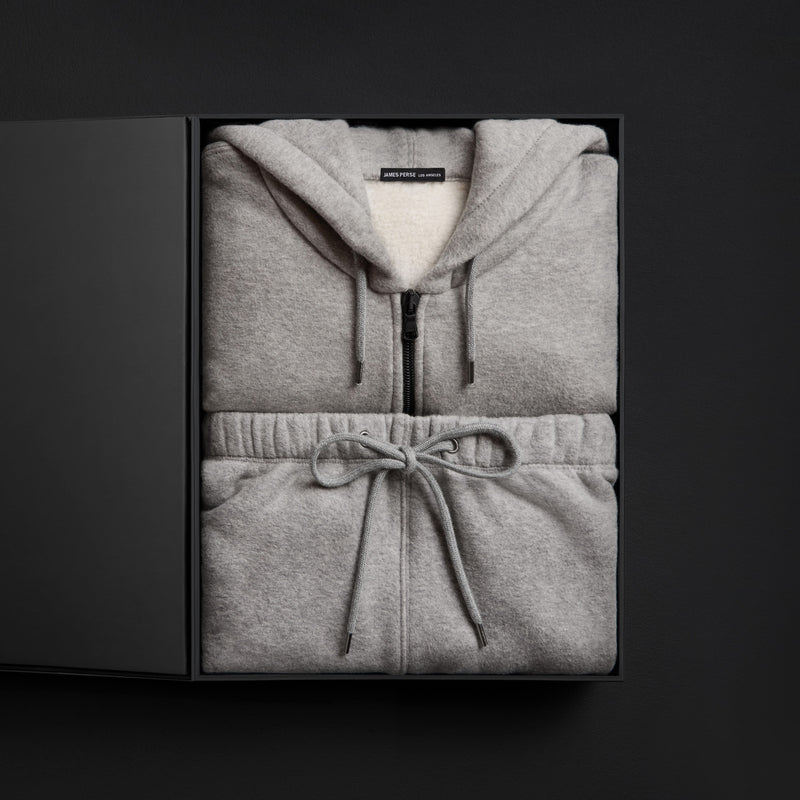 Women's Cozy Fleece Zip Hoodie & Cozy Wide Leg Sweat Pant Gift Set In Heather Grey | James Perse Los Angeles