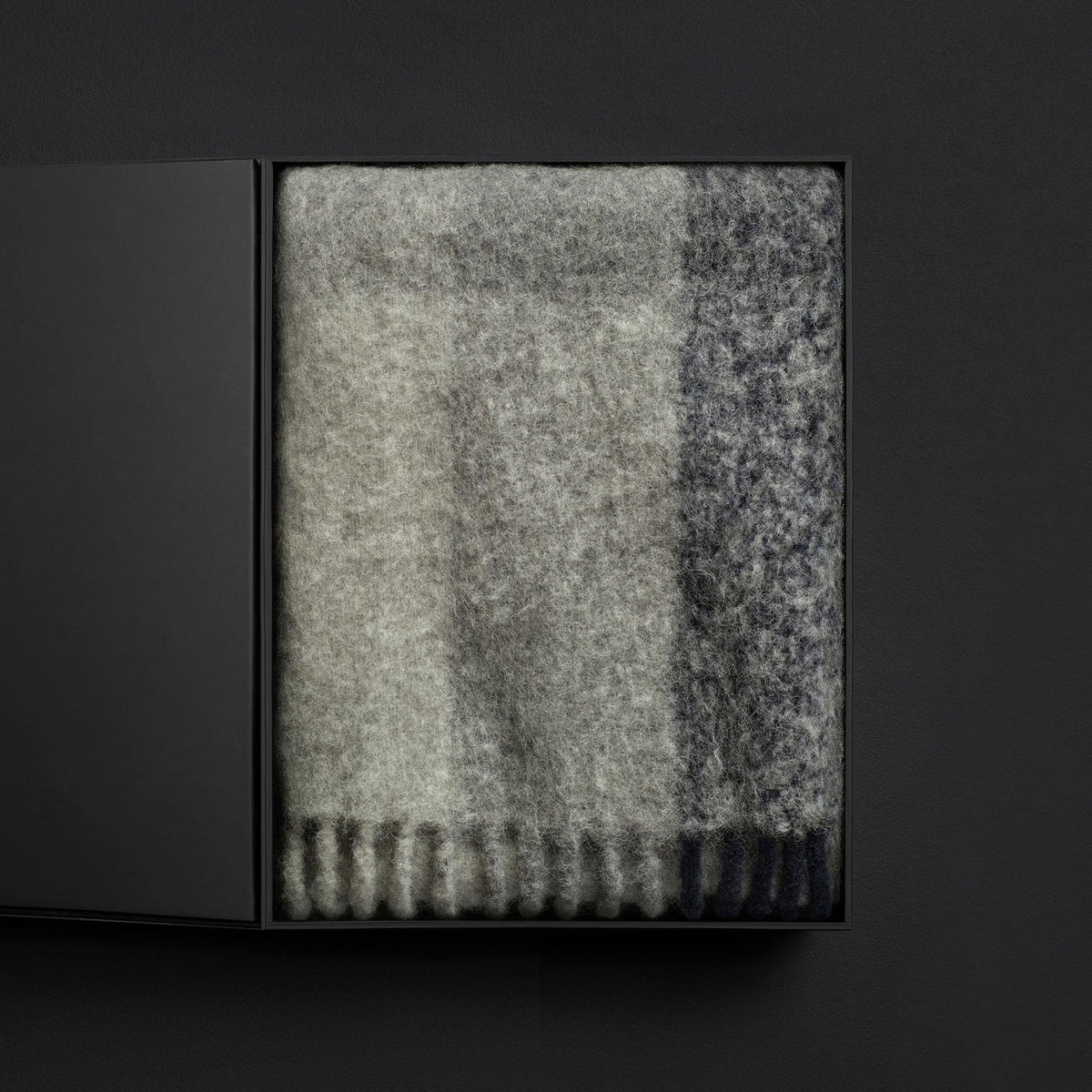 Plaid Alpaca Wool Blnkt With Box in Navy | James Perse Los Angeles