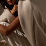 Cashmere Melange Knit Blanket in Ivory Melange | James Perse Los Angeles