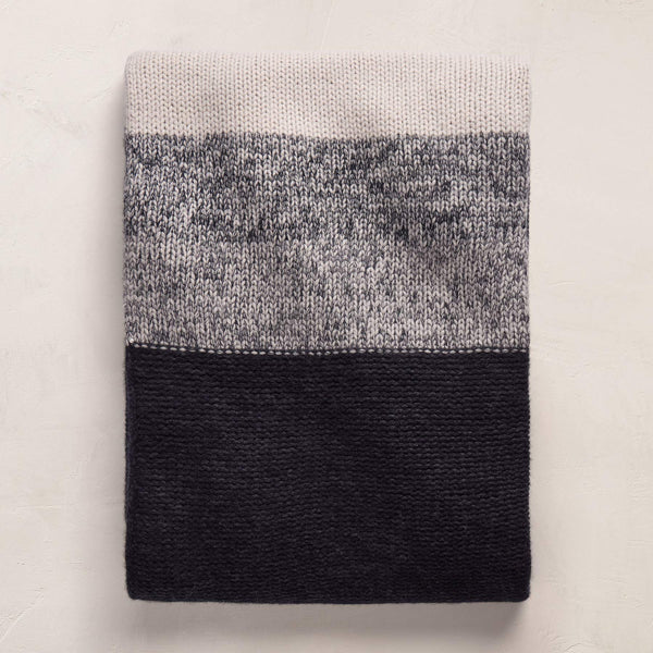 Graded Stripe Blanket in Black/Charcoal/Ivory | James Perse Los Angeles