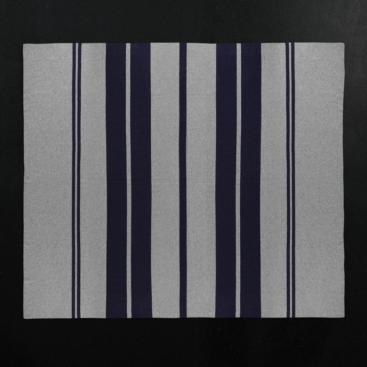 Cashmere Stripe Knit Blanket in Heather Grey/Navy | James Perse Los Angeles