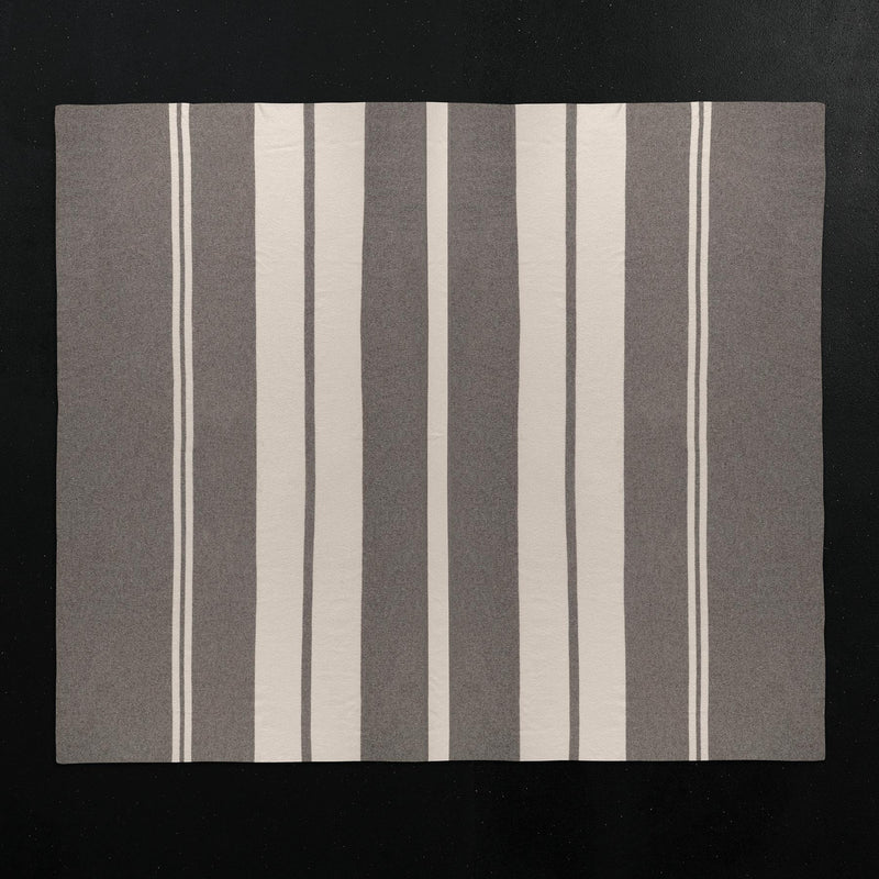 Cashmere Stripe Knit Blanket in Taupe Melange/White | James Perse Los Angeles