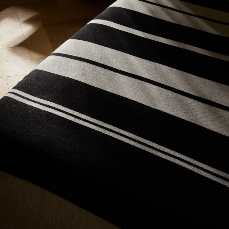 Cashmere Stripe Knit Blanket in Black/White | James Perse Los Angeles