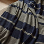 Cashmere Stripe Knit Blanket in Heather Grey/Navy | James Perse Los Angeles