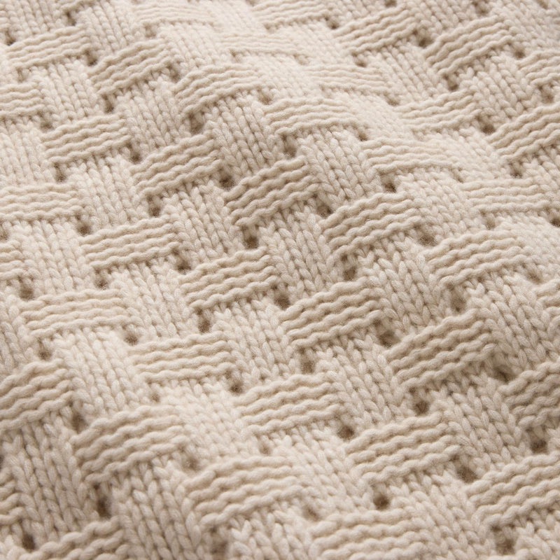 2 Tone Basket Weave Blanket in Chalk/Eco Alabaster | James Perse Los Angeles