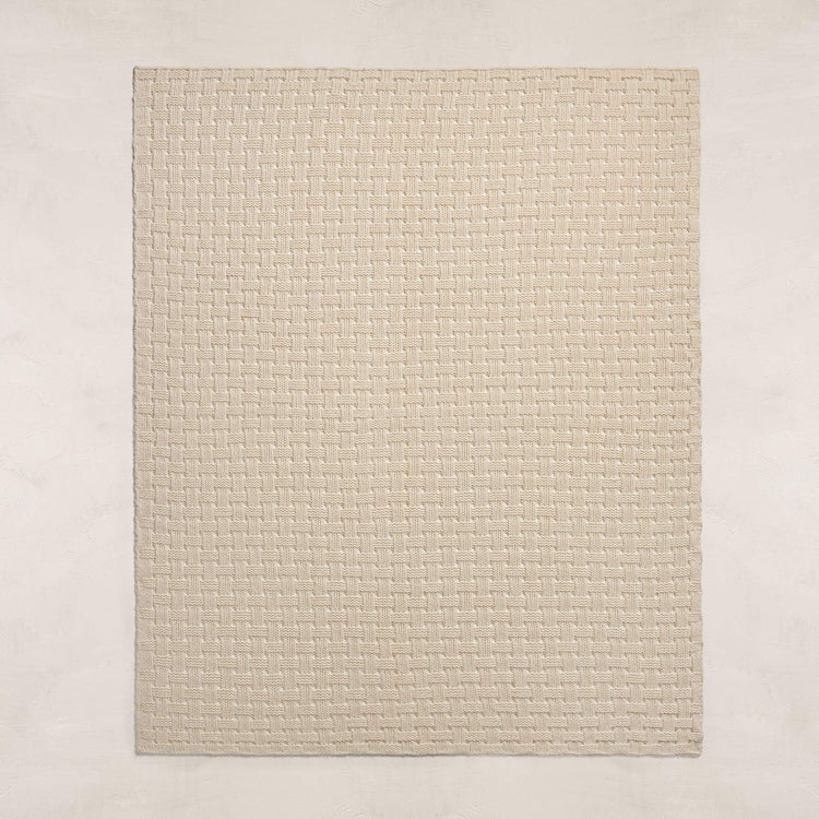 2 Tone Basket Weave Blanket in Chalk/Eco Alabaster | James Perse Los Angeles