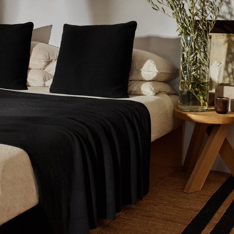 Solid Cashmere Blanket Gift Box in Black | James Perse Los Angeles