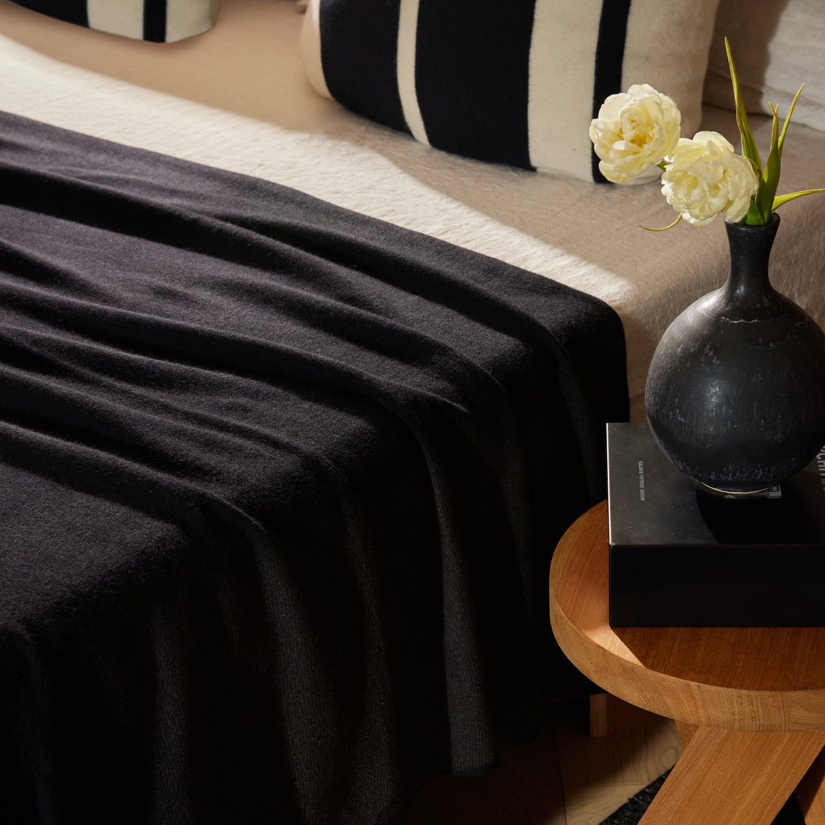 Cashmere Knit Blanket in Black | James Perse Los Angeles