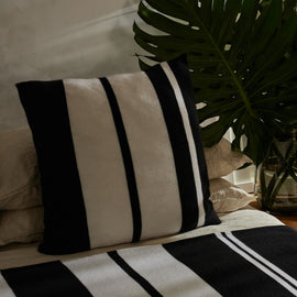 Cashmere Stripe Sham in Black/White | James Perse Los Angeles