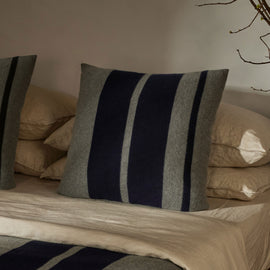 Cashmere Stripe Sham in Heather Grey/Navy | James Perse Los Angeles