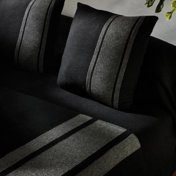Baja Stripe Knit Blanket in Black/Heather Grey | James Perse Los Angeles